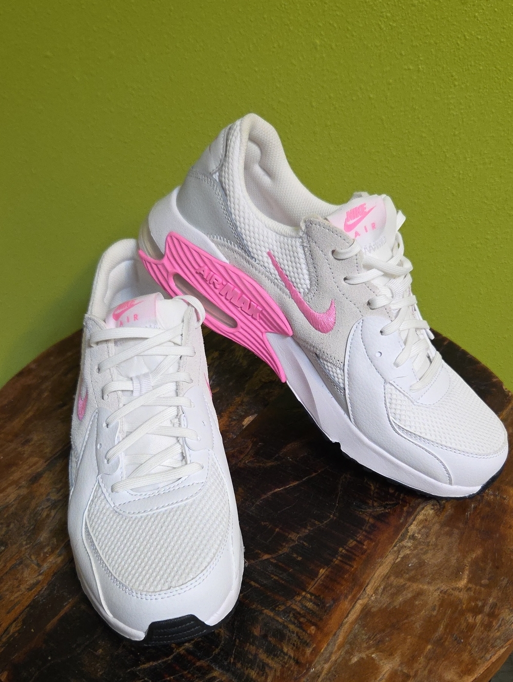 Nike Women's White Sneakers with Pink Accents